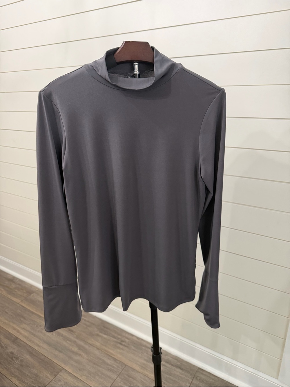 Worthington Woman’s Top Long-Sleeve Mock Neck Shirt - Gray